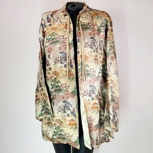 Vintage Asian Kimono Jacket with Pockets